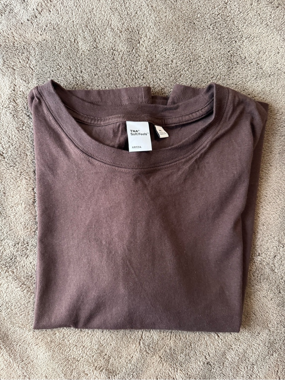 Aritzia TNA Soft-Feel Crewneck Tee Brown